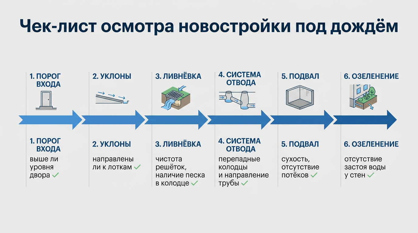Чек-лист осмотра новостройки под дождем